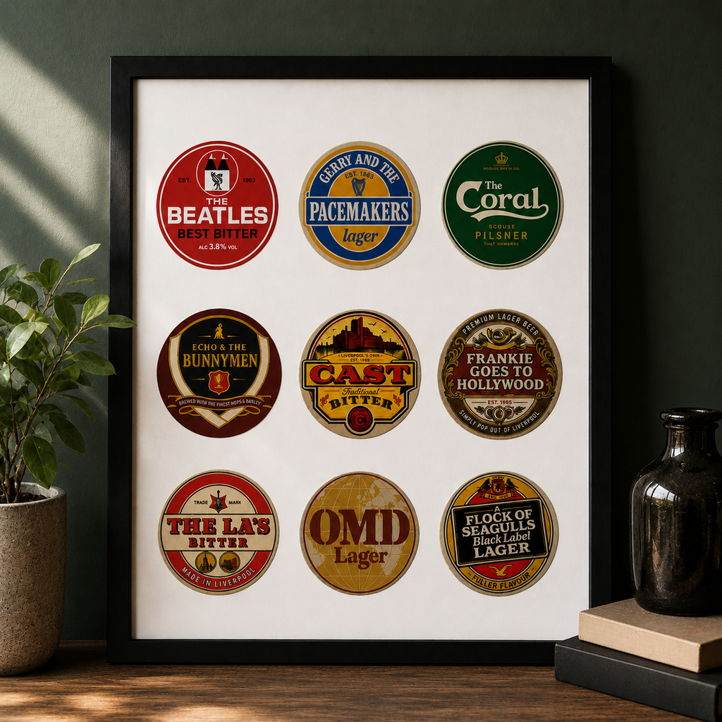 Liverpool Series – Framed Beer Mat Collection